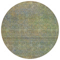 8' Green Gold And Charcoal Round Abstract Washable Indoor Outdoor Area Rug