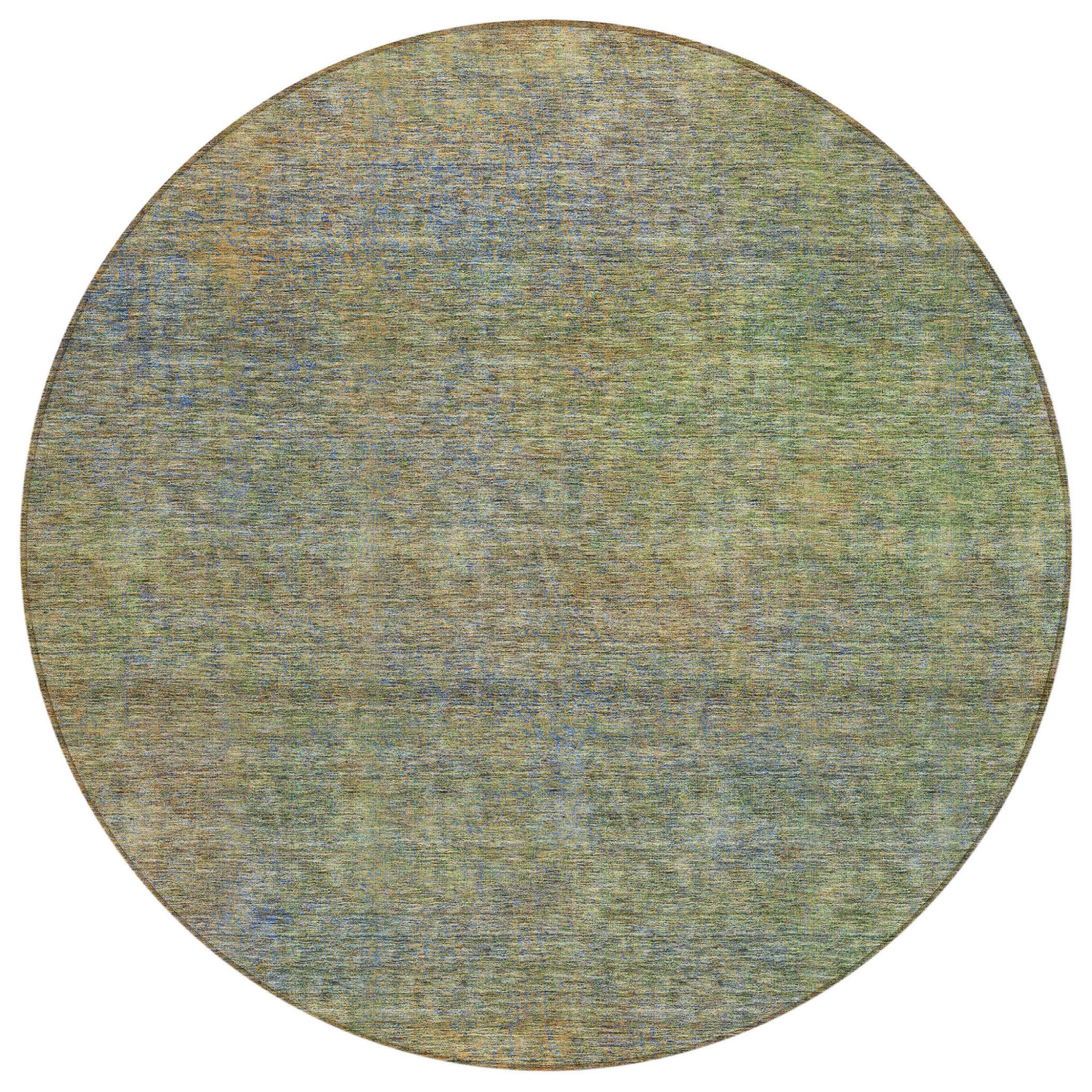 8' Green Gold And Charcoal Round Abstract Washable Indoor Outdoor Area Rug