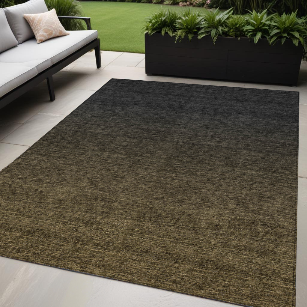 5' X 8' Gray And Brown Abstract Washable Indoor Outdoor Area Rug