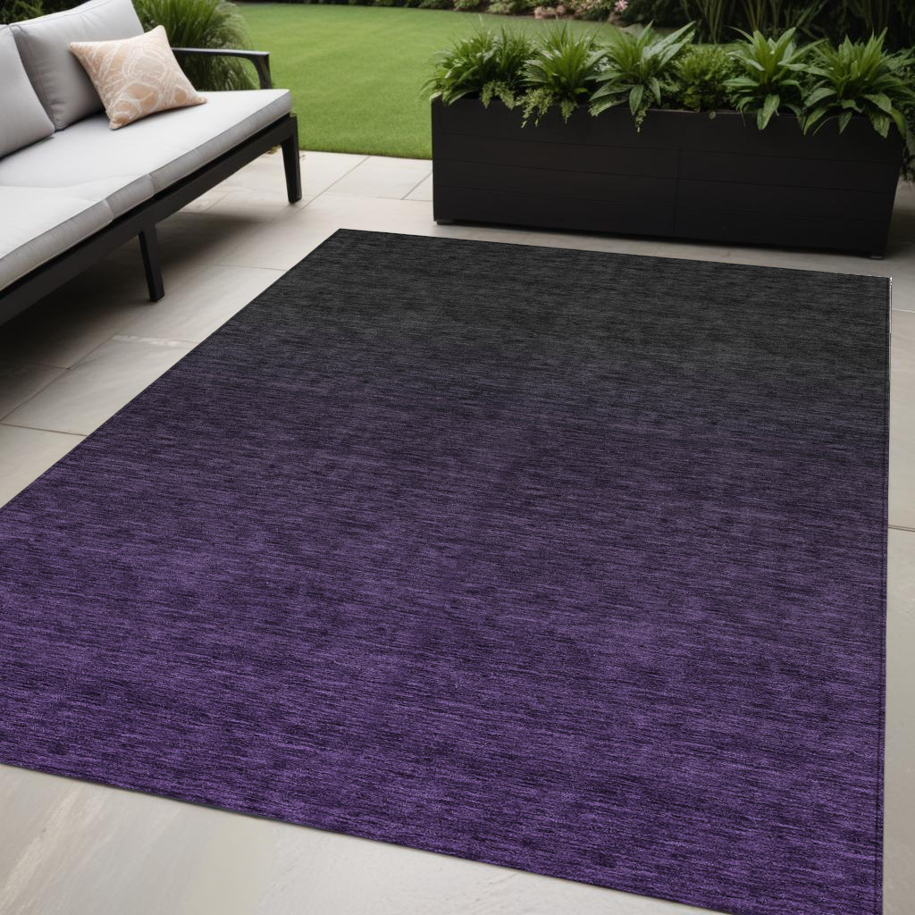5' X 8' Eggplant Purple And Charcoal Abstract Washable Indoor Outdoor Area Rug