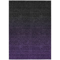 9' X 12' Eggplant Purple And Charcoal Abstract Washable Indoor Outdoor Area Rug