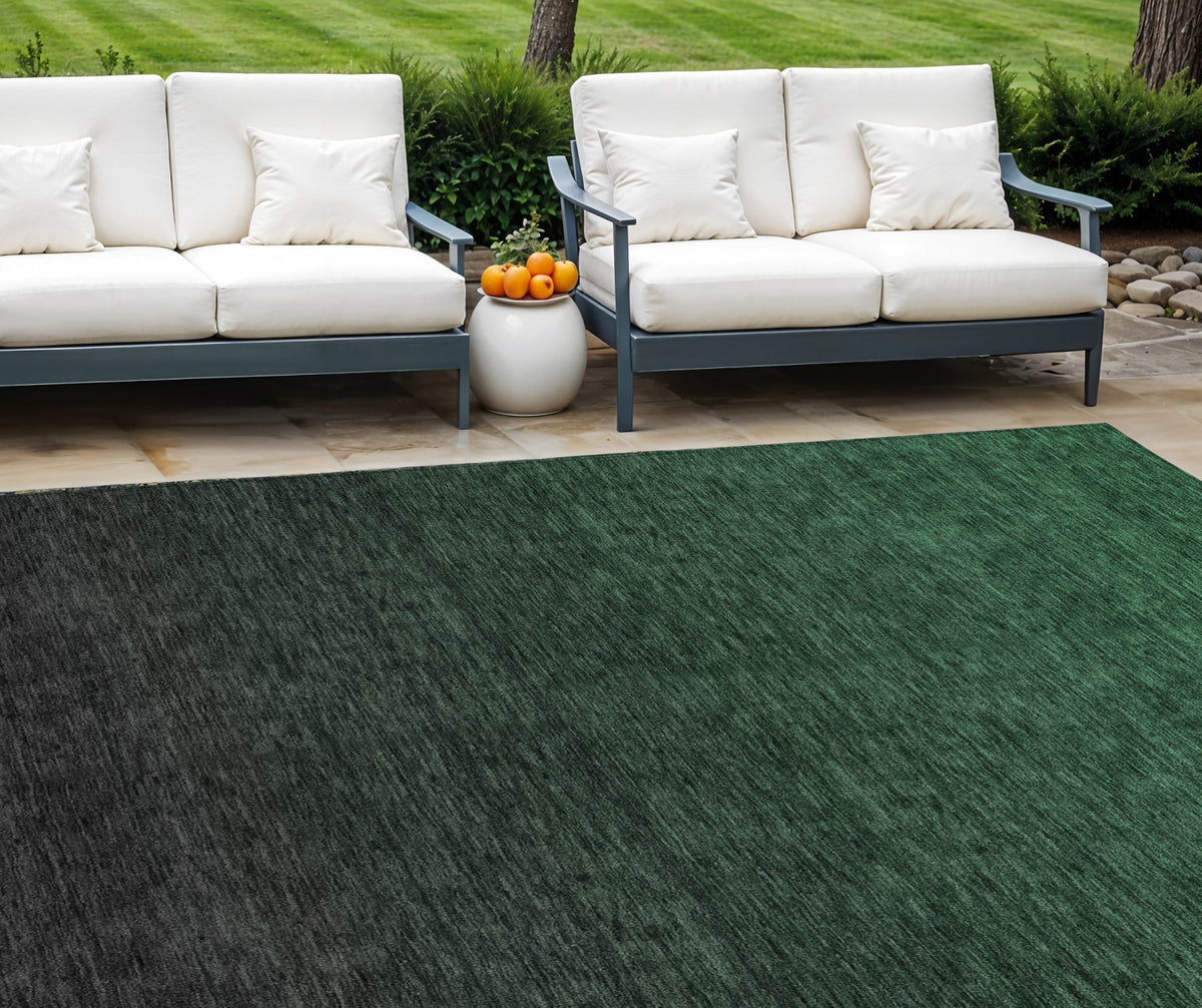 9' X 12' Emerald And Charcoal Abstract Washable Indoor Outdoor Area Rug