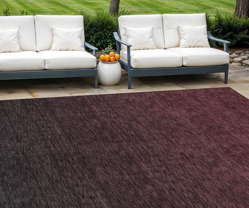 10' X 14' Merlot And Charcoal Abstract Washable Indoor Outdoor Area Rug