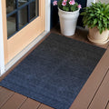 3' X 5' Navy Blue And Charcoal Abstract Washable Indoor Outdoor Area Rug
