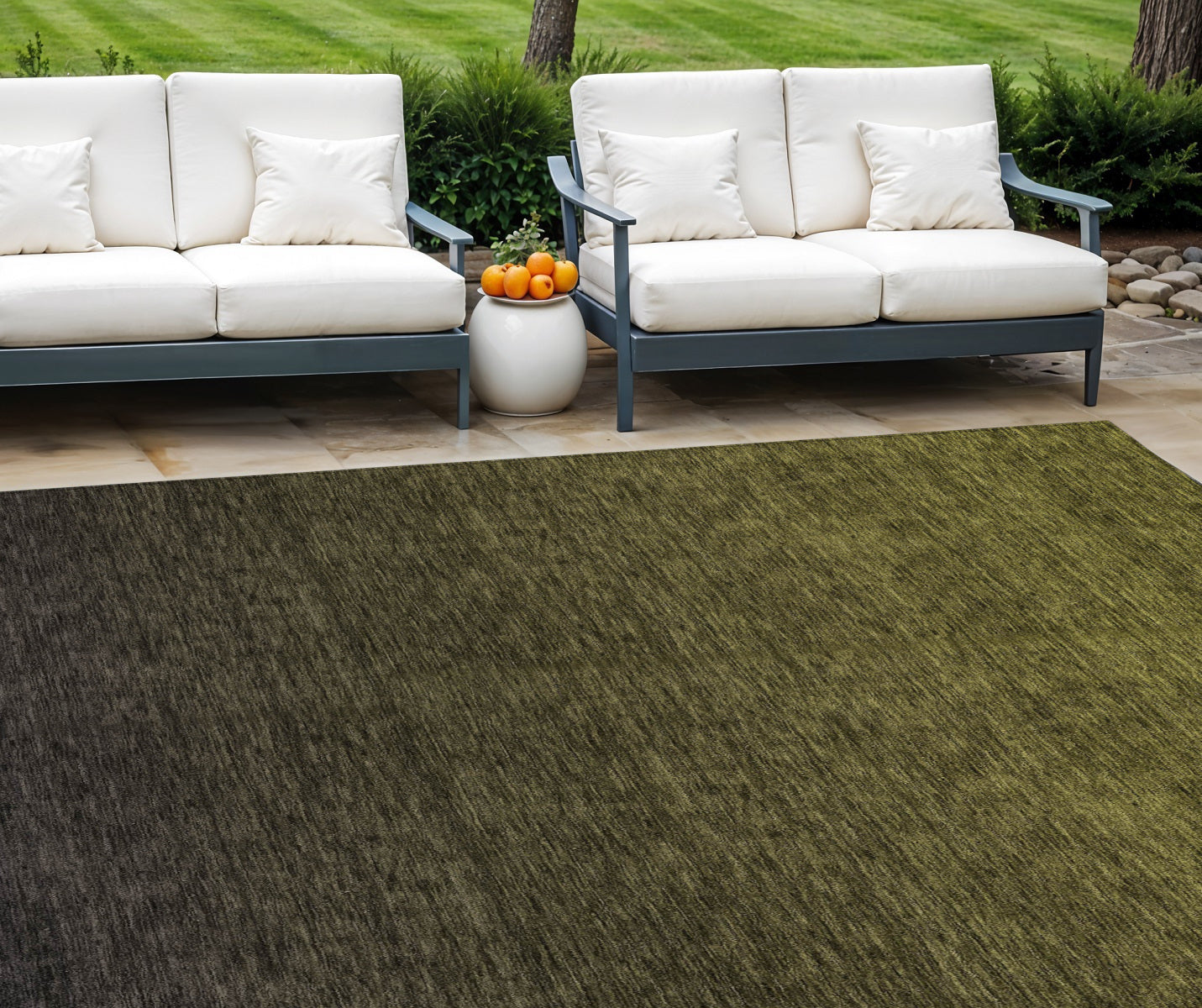 9' X 12' Olive Green And Charcoal Abstract Washable Indoor Outdoor Area Rug