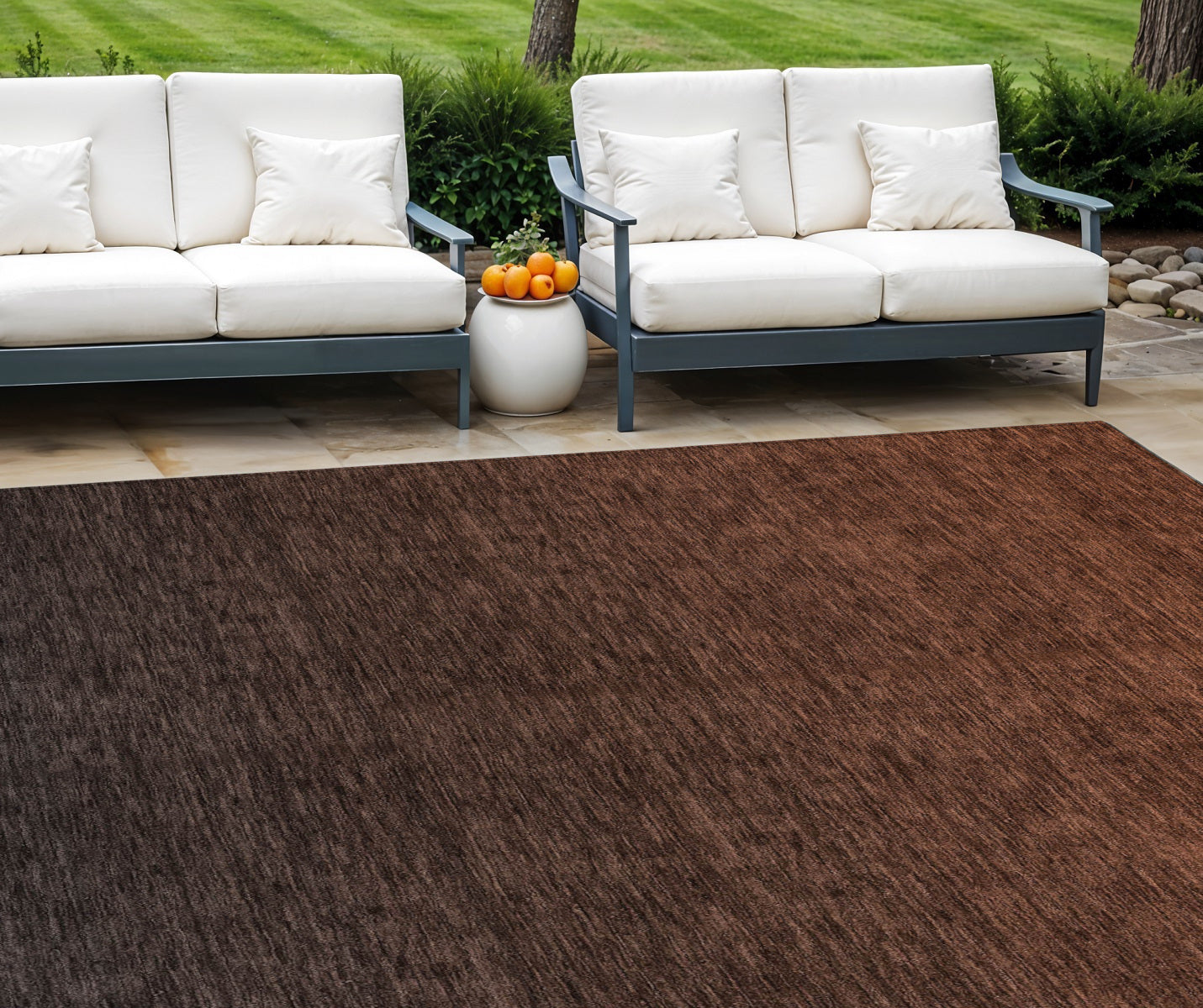 9' X 12' Orange And Charcoal Abstract Washable Indoor Outdoor Area Rug