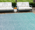 8' X 10' Sky Blue And Teal Blue Ombre Washable Indoor Outdoor Area Rug