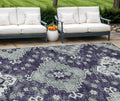 10' X 14' Purple Eggplant And Sage Medallion Washable Indoor Outdoor Area Rug