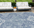 10' X 14' Navy Blue And Denim Blue Medallion Washable Indoor Outdoor Area Rug
