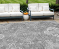 8' X 10' Gray And Ivory Medallion Washable Indoor Outdoor Area Rug