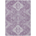 3' X 5' Lavender Plum And Ivory Medallion Washable Indoor Outdoor Area Rug