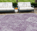 10' X 14' Lavender Plum And Ivory Medallion Washable Indoor Outdoor Area Rug