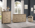 Elara 3-Piece Light Oak Bedroom Set with 57 6-Drawer Dresser, 32 4-Drawer Chest & 22 Nightstand with USB Charging Ports, Black M