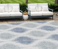 8' X 10' Sky Blue Ivory And Denim Blue Ikat Washable Indoor Outdoor Area Rug