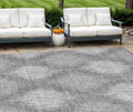 9' X 12' Gray Silver And Charcoal Ikat Washable Indoor Outdoor Area Rug