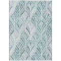 9' X 12' Aqua Mint Green And Silver Geometric Washable Indoor Outdoor Area Rug