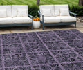 8' X 10' Purple Plum And Charcoal Medallion Washable Indoor Outdoor Area Rug