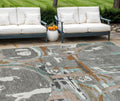 10' X 14' Gray Copper And Mint Green Geometric Washable Indoor Outdoor Area Rug