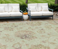 9' X 12' Artichoke Green Mint Green And Taupe Floral Washable Indoor Outdoor Area Rug