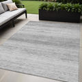 5' X 8' Gray And Silver Striped Washable Indoor Outdoor Area Rug