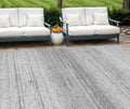 10' X 14' Gray And Silver Striped Washable Indoor Outdoor Area Rug