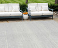 10' X 14' Silver And Gray Striped Washable Indoor Outdoor Area Rug