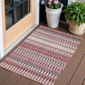 3' X 5' Mauve Merlot And Ivory Southwestern Washable Indoor Outdoor Area Rug