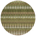 8' Olive Green Brown And Gold Round Southwestern Washable Indoor Outdoor Area Rug