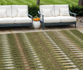 10' X 14' Olive Green Brown And Gold Southwestern Washable Indoor Outdoor Area Rug