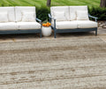 9' X 12' Brown And Ivory Striped Washable Indoor Outdoor Area Rug