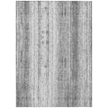 9' X 12' Gray And Ivory Striped Washable Indoor Outdoor Area Rug