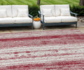 8' X 10' Merlot And Ivory Striped Washable Indoor Outdoor Area Rug