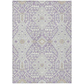 5' X 8' Lavender Gray And Beige Floral Washable Indoor Outdoor Area Rug
