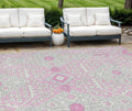 8' X 10' Pink Ivory And Gray Floral Washable Indoor Outdoor Area Rug