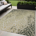 5' X 8' Artichoke Green And Beige Medallion Washable Indoor Outdoor Area Rug