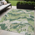 5' X 8' Green Ivory And Beige Abstract Washable Indoor Outdoor Area Rug