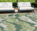 8' X 10' Green Ivory And Beige Abstract Washable Indoor Outdoor Area Rug