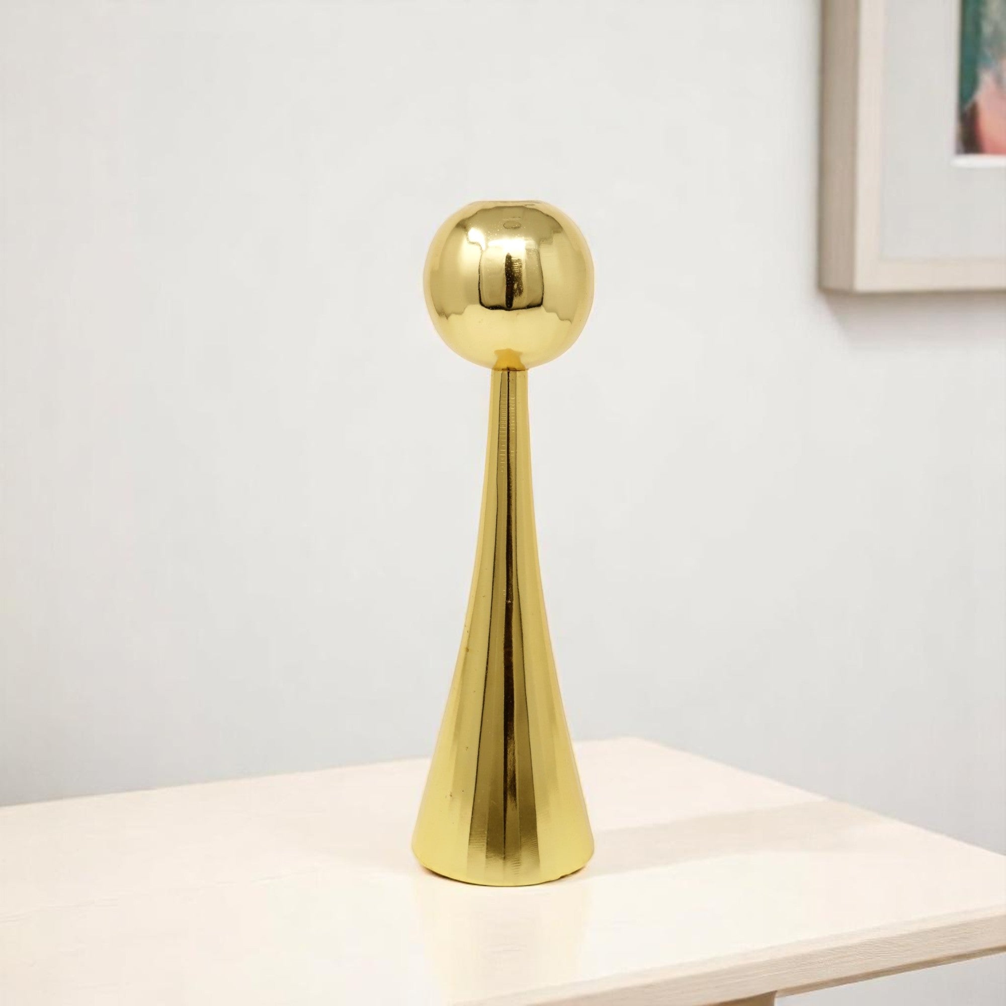 12'' Gold Stainless Steel Tabletop Taper Candlestick