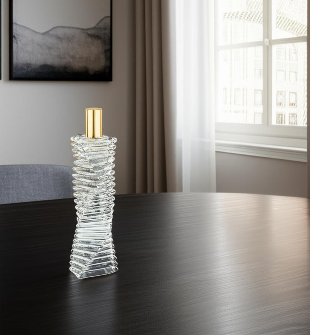 12'' Clear And Gold Twisted Crystal Tabletop Taper Candlestick