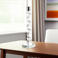 11'' Clear And Silver Geo Stacks Crystal Tabletop Taper Candlestick