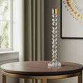14'' Clear And Gold Geo Stacks Crystal Tabletop Taper Candlestick