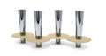 6'' Silver And Gold Stainless Steel Tabletop Four Light Taper Candle Holder