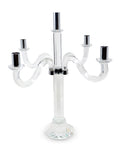20'' Clear And Silver Crystal Tabletop Candelabra Candle Holder