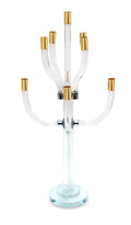 23'' Clear Gold And Silver Crystal Tabletop Candelabra Candle Holder