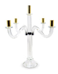 20'' Clear Silver And Gold Crystal Tabletop Candelabra Candle Holder