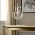 23'' Clear And Silver Crystal Tabletop Candelabra Candle Holder