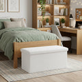 30 White Boucle Storage Ottoman