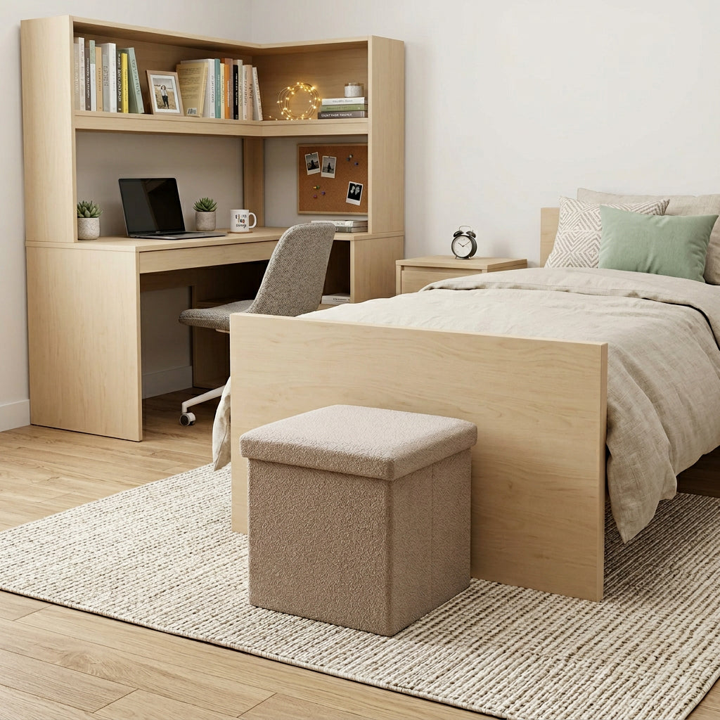 12 Taupe Boucle Cube Storage Ottoman