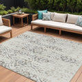 8' X 10' Ivory And Brown Floral Washable Indoor Outdoor Area Rug