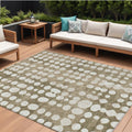 9' X 12' Taupe And Ivory Abstract Washable Indoor Outdoor Area Rug
